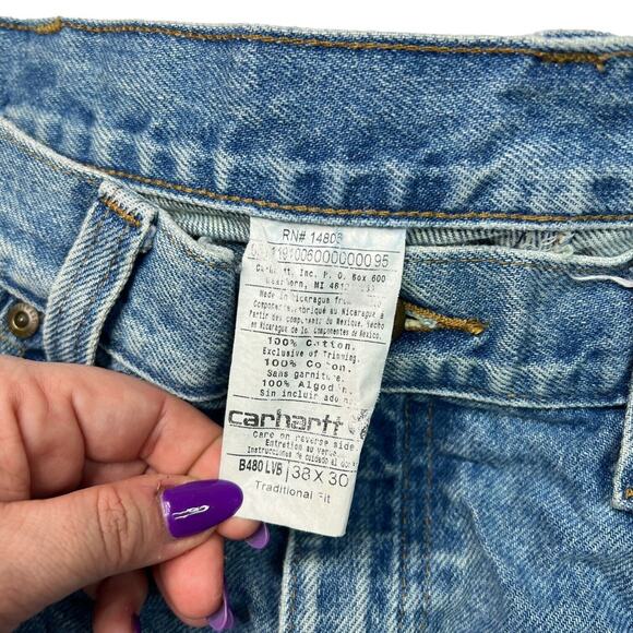 Carhartt Traditional Fit Straight Leg Jeans Medium Wash Workwear Mens 38x30 - Picture 6 of 6